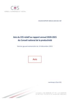 Avis du CES relatif au rapport annuel 2021-2022 du Conseil national de la productivité