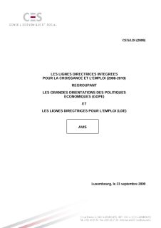 LDI (Lignes directrices intégrées) - 2009