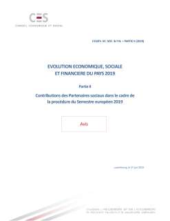 Evolution économique, sociale et financière du pays 2019 - Partie II : Contributions des Partenaires sociaux dans le cadre de  la procédure du Semestre européen 2019