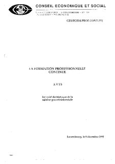 La formation professionnelle continue (partie 1) - 1993