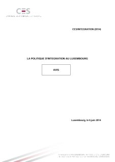 La politique d'intégration au Luxembourg - 2014