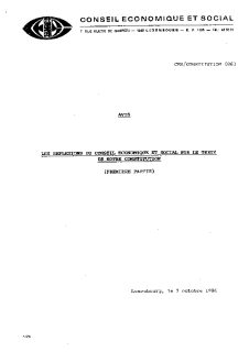Réflexions du CES sur le texte de notre constitution (1ère partie) - 1986