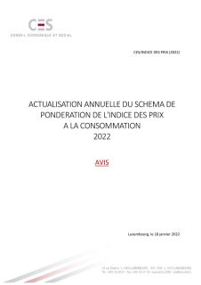 Actualisation annuelle du schéma de pondération de l'indice des prix à la consommation - 2022