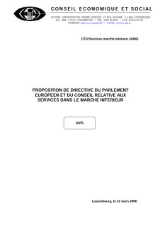 Proposition de directive relative aux services dans le marché intérieur - 2006