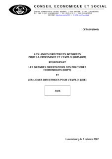 LDI (Lignes directrices intégrées) - 2007